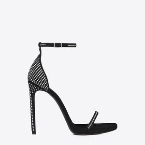 Saint Laurent Jane Suede Crystal Heels